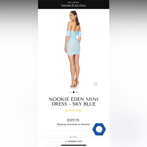 Nookie Eden Mini Mesh dress in colour Sky Blue - Picture 2 of 4